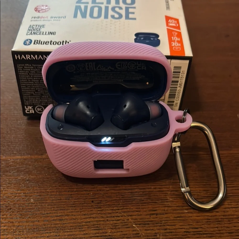JBL TUNE230NC Wireless Bluetooth Earbuds with Pink Charging Case - Navy Blue